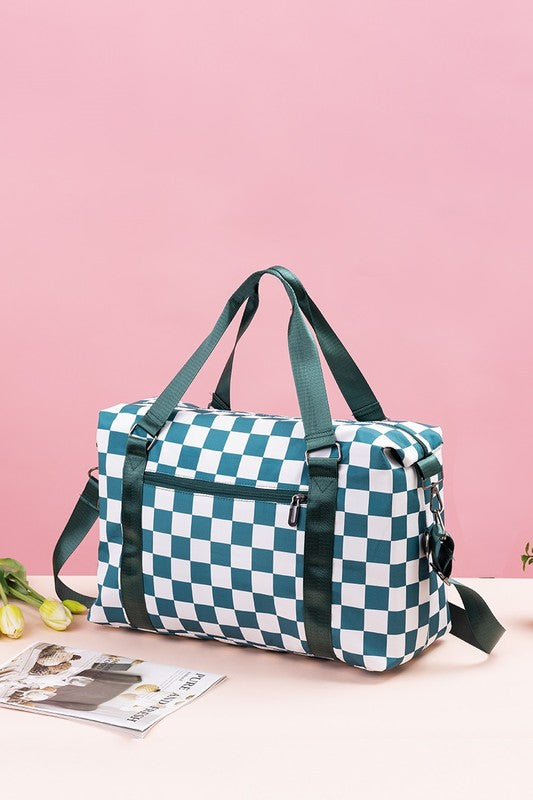 Checkered Multi-Pocket Travel Bag