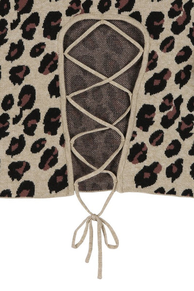 Mock Neck Long Sleeve Lace-Up Open Back Top - Fashions Envy