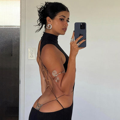 Strappy Back Maxi Dress - Backless Bodycon Evening Gown