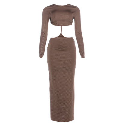Backless Long Sleeve Dress - Hollowed Out Bodycon - Fashions Envy