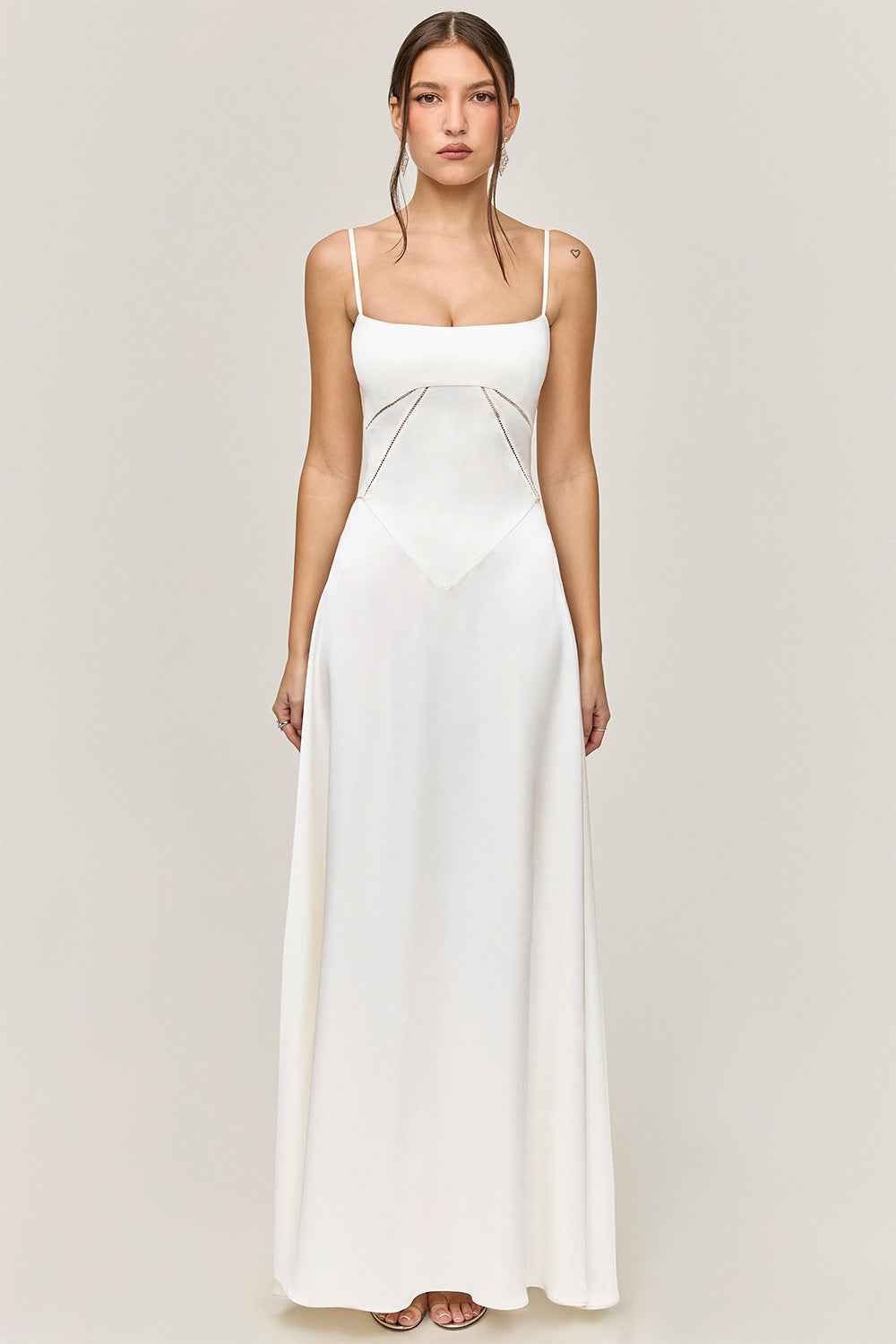 Corset Back Maxi Dress - Spaghetti Strap Slim Fit Camisole Gown