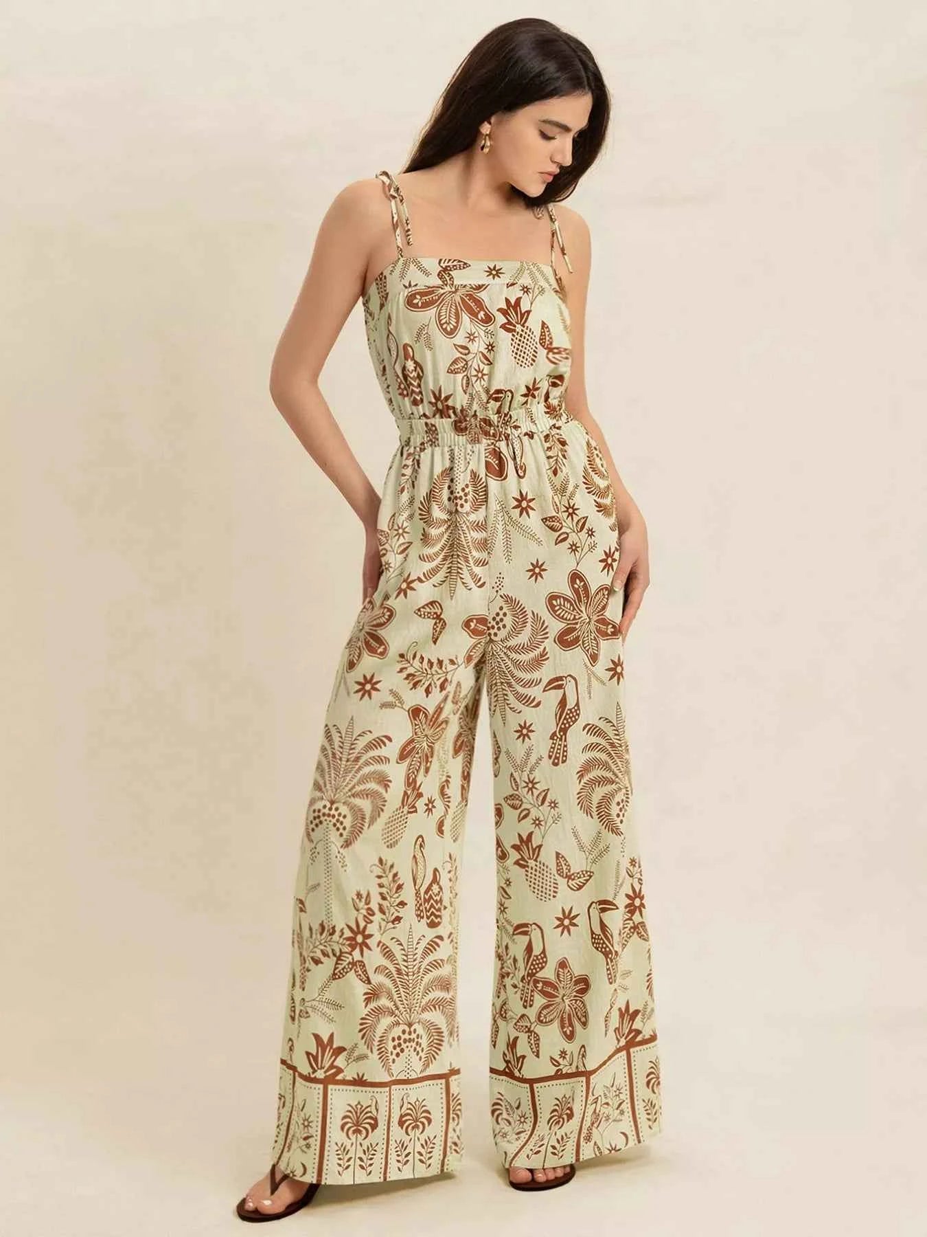 Tie Strap Wide Leg Jumpsuit