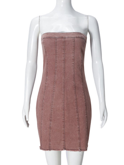 Sexy Y2K Denim Tube Top Summer Mini Dress