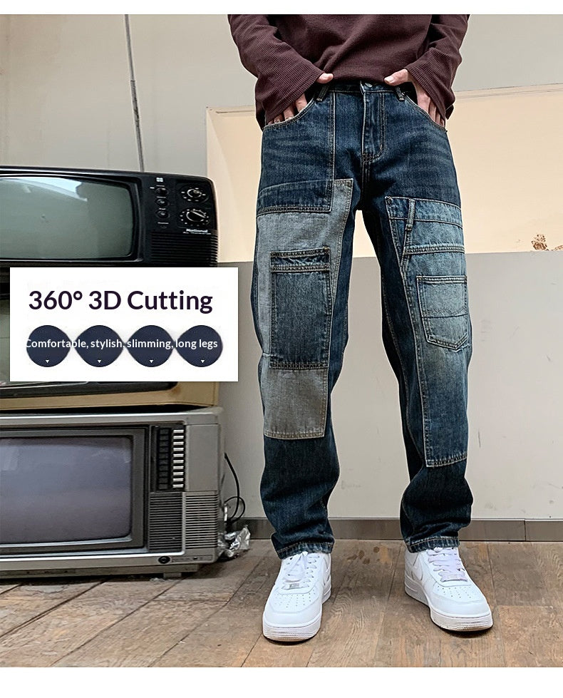 Multi-Pocket Dad Jeans Men - Loose Fit Cargo Style - Fashions Envy