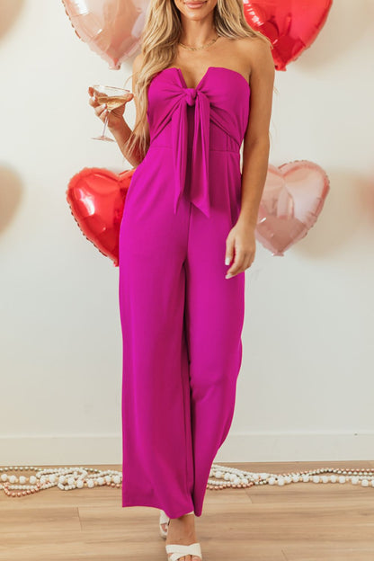 Sweetheart Tied Tube Wide Leg Jumpsuit