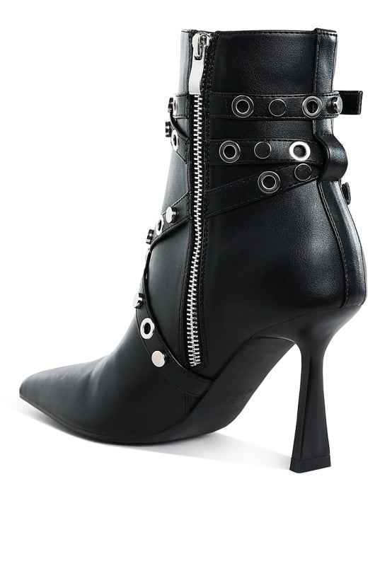 Jacinta Slim Flared Heel Strappy Boots