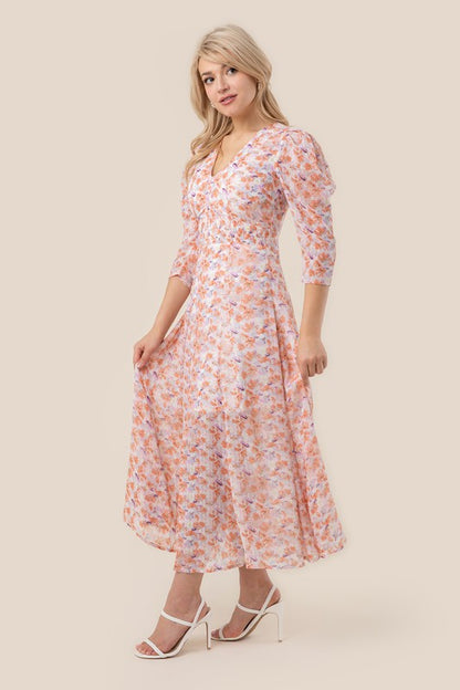 Floral Print V-neck Maxi Dress