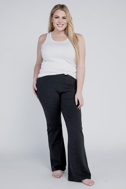 Plus Everyday Elastic Waist Flare Bottoms