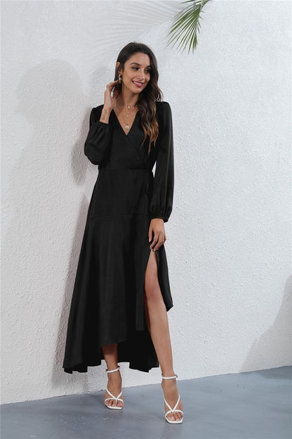 V Neck Long Sleeve Maxi Dress