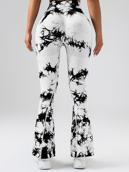 Tie-Dye Flare Yoga Pants - High Waist Tummy Control