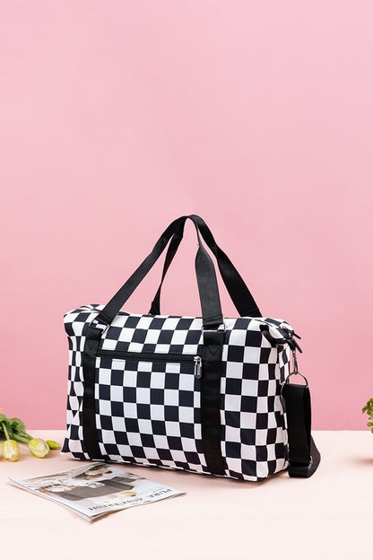 Checkered Multi-Pocket Travel Bag