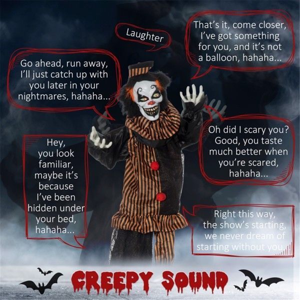 Motion Activated Talking Scary Clown - Halloween Decoration - Fashions Envy