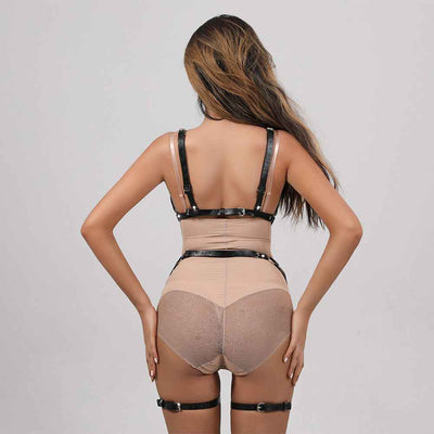 Harness Chest Belt Openwork Bodysuit One-piece Gothic Punk Lingerie Set Garter Belt Thigh Belt Chain Nightclub Party Rave Body Chain Roleplay Club Party Bar Masquerade
