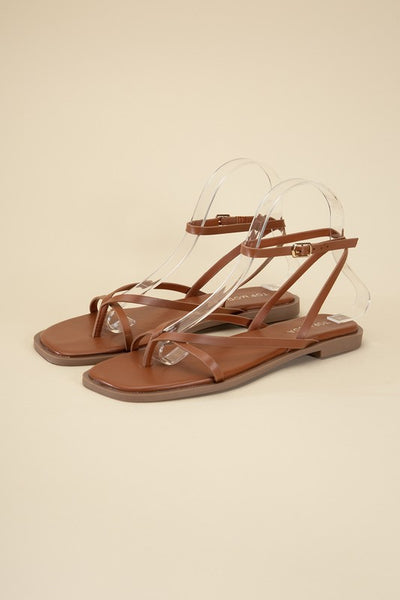 Squared Off Open Toe Flat Sandals
