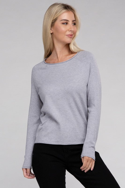 Long Sleeve Viscose Round Neck Basic Sweater