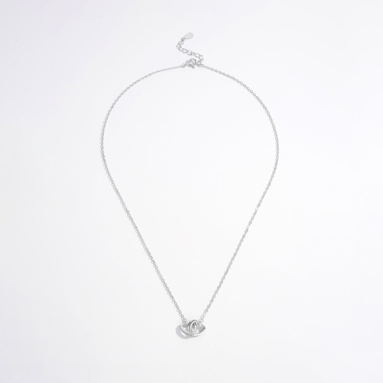 Inlaid Zircon Heart Necklace 925 Sterling Silver