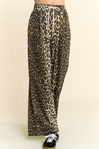 Leopard Wide Leg Casual Pants