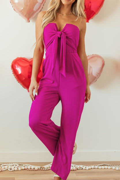 Sweetheart Tied Tube Wide Leg Jumpsuit