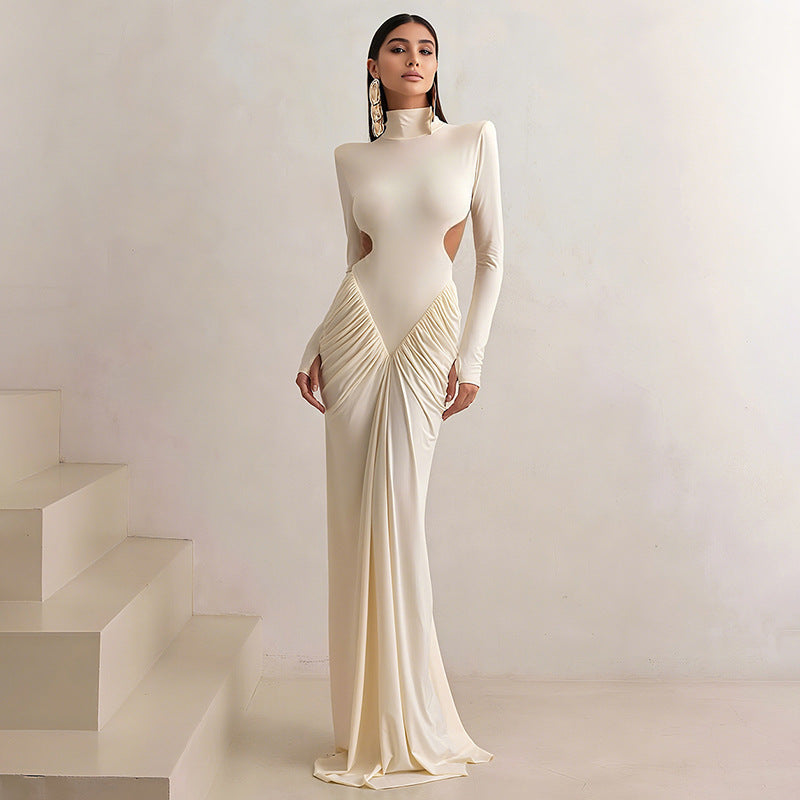 Backless solid color long dress