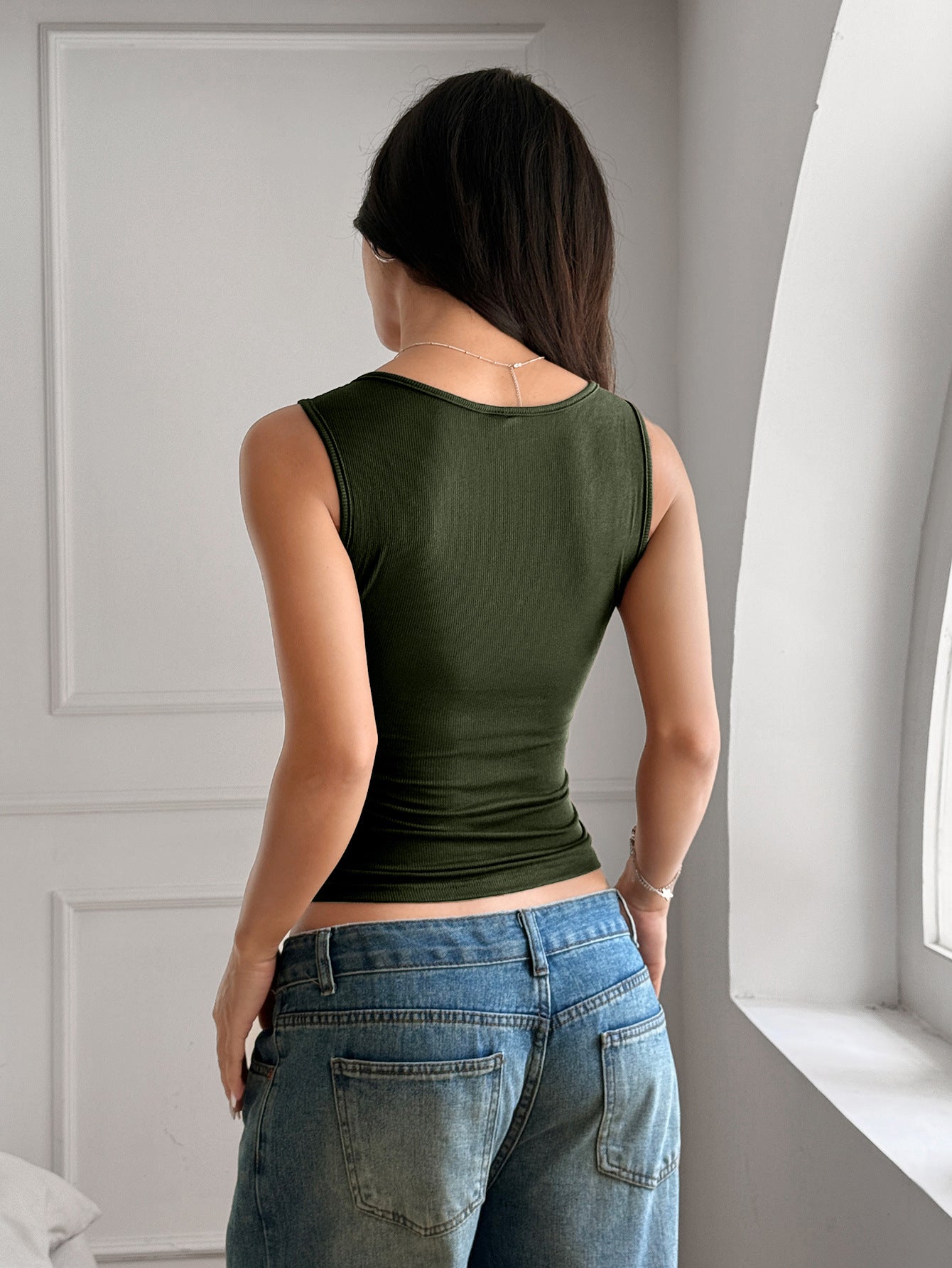 Summer Button-Up Tank Top - Casual Slim Fit