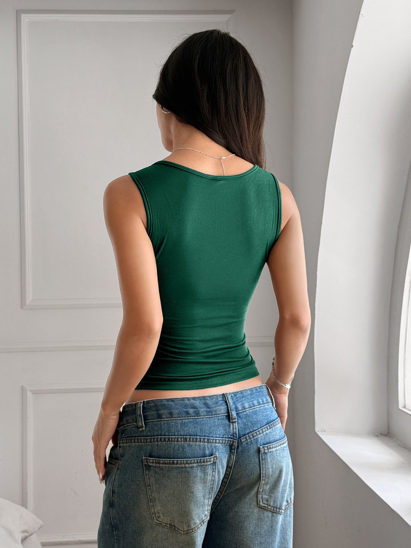Summer Button-Up Tank Top - Casual Slim Fit