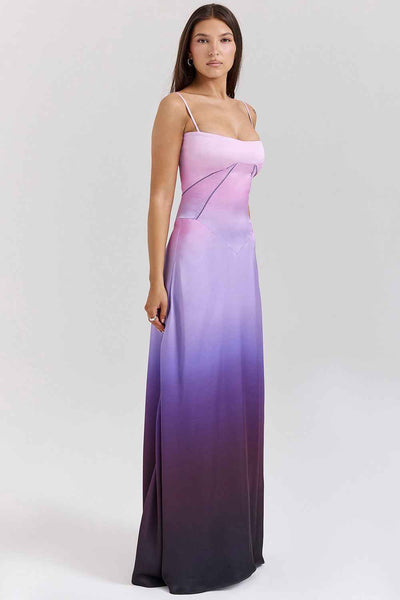 Corset Back Maxi Dress - Spaghetti Strap Slim Fit Camisole Gown