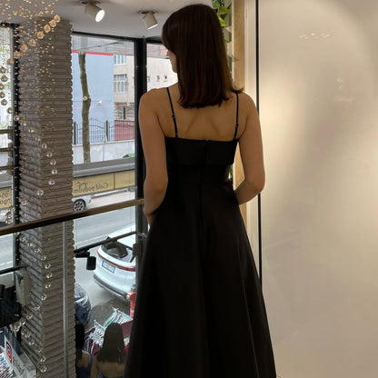 Satin Suspender Dress - Sleeveless Evening Gown