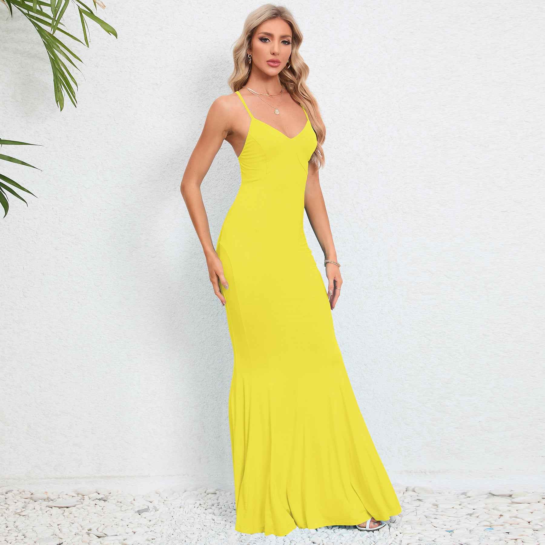 Floral Spaghetti Strap Maxi Dress - V-Neck Flowy Sleeveless