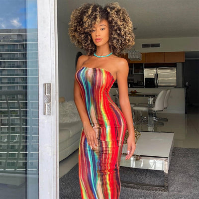 Sleeveless Tie Dye Maxi Dress - Sexy Bodycon Streetwear