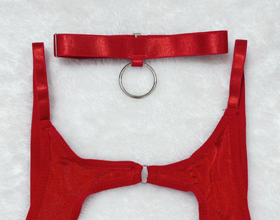 Lingerie Skirt Set - Lace Bra with Fishnet Stockings - Fashions Envy