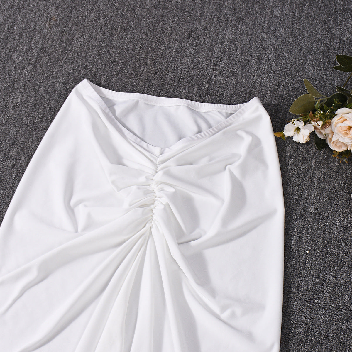 Halter Crop Top and Maxi Skirt Set - White Backless Outfit