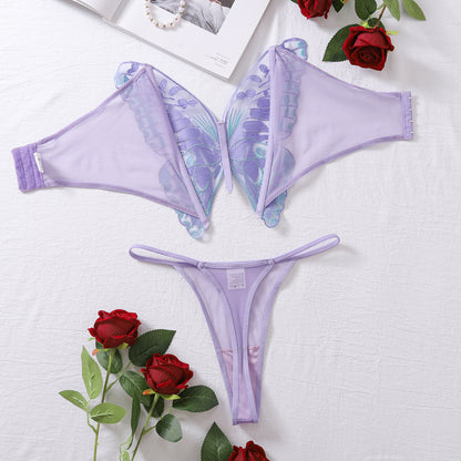 Mesh Lingerie Set - Embroidered Bow Detail