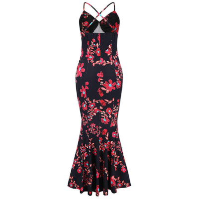 Floral Spaghetti Strap Maxi Dress - V-Neck Flowy Sleeveless