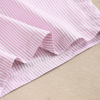 Striped Tube Top and Shorts Set - Pink Strapless Outfit