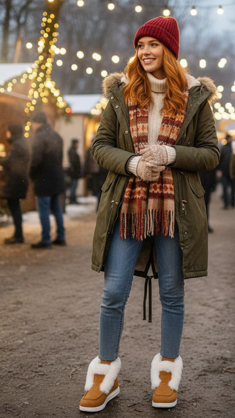 Fuzzy Trim Ankle Boots - Cozy Suede Winter Style