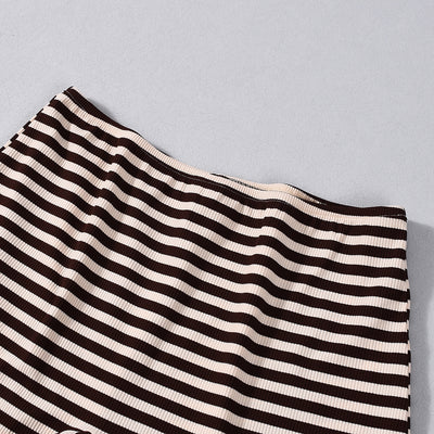 Slim Fit striped Halter Mini Shorts Set