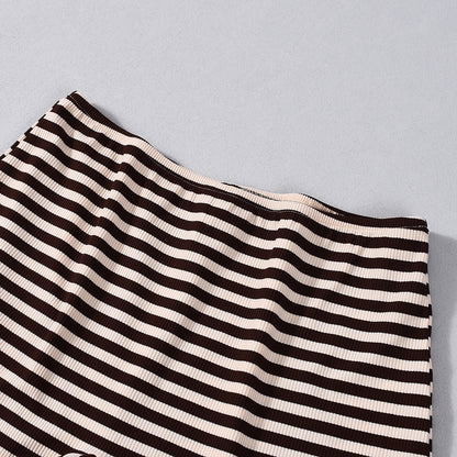 Slim Fit striped Halter Mini Shorts Set