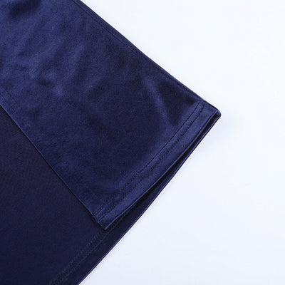 Satin Maxi Dress - Halter Neck Slit Dark Blue - Fashions Envy