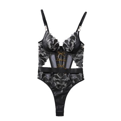 Hollowed Out Backless Bodysuit - Sexy Black Lingerie