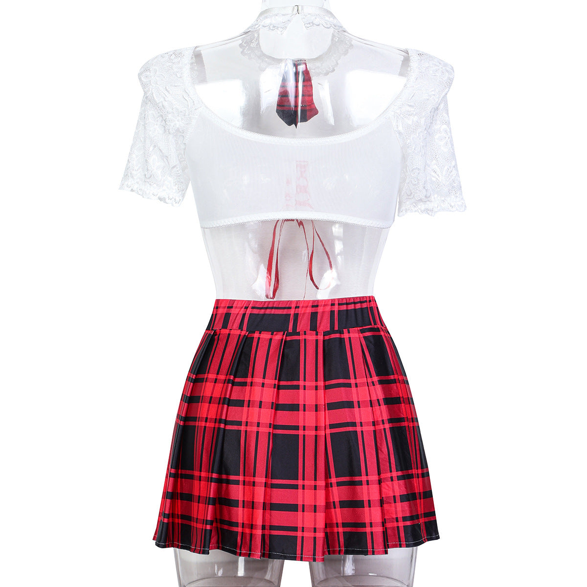 Red Plaid Maid Costume Lingerie Set - Roleplay - Fashions Envy
