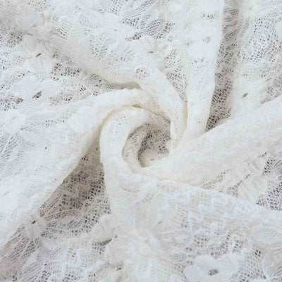 Lace See-Through Mini Dress - Long Sleeve V-Neck Apricot