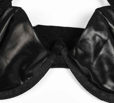 Mesh Lingerie Set - Black Bra Thong Garter Belt Three Piece