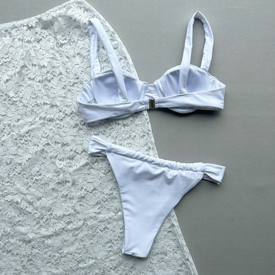 Bikini Set with Cover-Up - White Lace Three-Piece - Fashions Envy