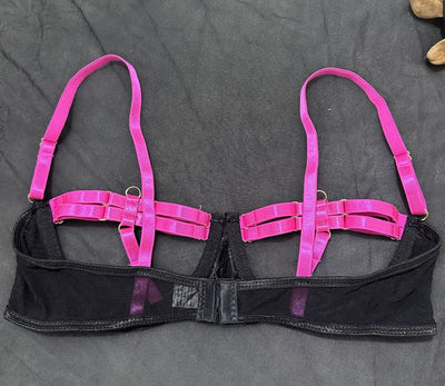 Two-Color Splicing Lingerie Set - Three-Piece Strap - Fashions Envy