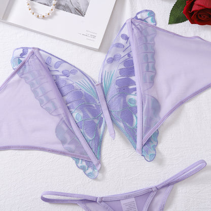 Mesh Lingerie Set - Embroidered Bow Detail