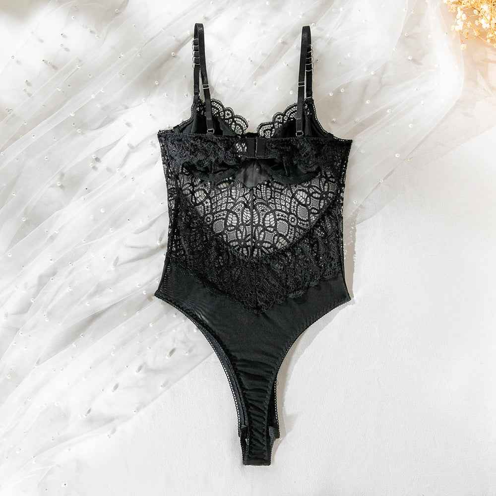 Hollow-out Lace Shaping Bodysuit - Going Out Top