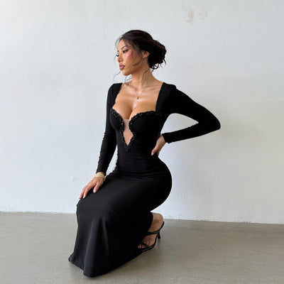 Sweetheart Cut-out Party Dress - Sparkling Bodycon Gown