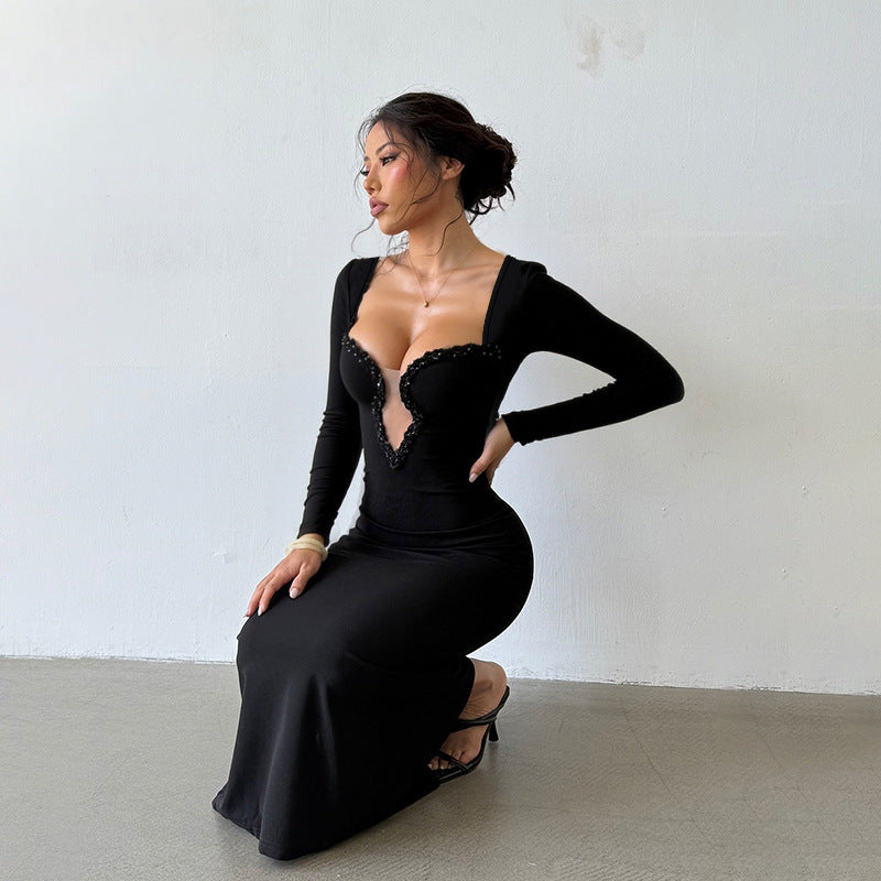 Sweetheart Cut-out Party Dress - Sparkling Bodycon Gown