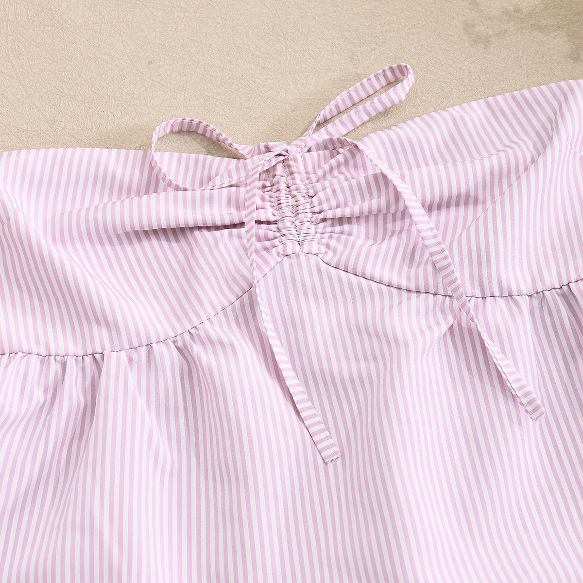 Striped Tube Top and Shorts Set - Pink Strapless Outfit