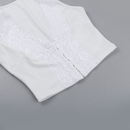 Lace Crop Top - Casual Sleeveless U-Neck